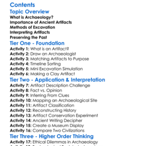 Archaeology And The Study Of Ancient Artifacts Worksheet Activity Booklet