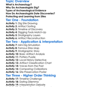 Archaeology Basics Worksheet Activity Booklet