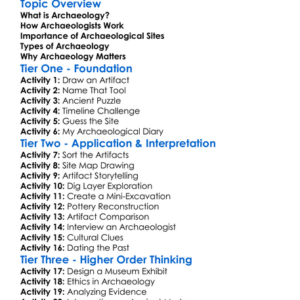 Archaeology Worksheet Activity Booklet