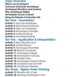 Archetype Worksheet Activity Booklet