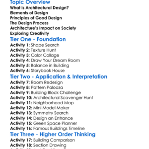 Architectural Design Basics Worksheet Activity Booklet