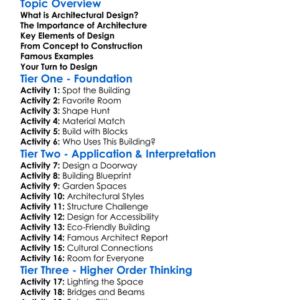 Architectural Design Worksheet Activity Booklet