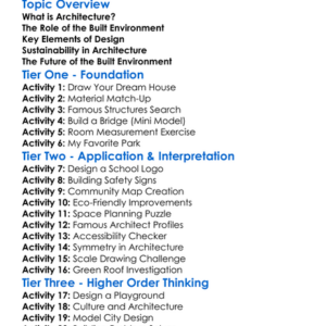 Architecture And Built Environment Worksheet Activity Booklet
