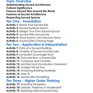 Architecture And Sacred Sites Worksheet Activity Booklet
