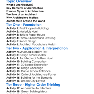 Architecture Basics Worksheet Activity Booklet