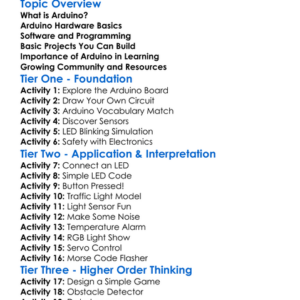 Arduino Platform Worksheet Activity Booklet