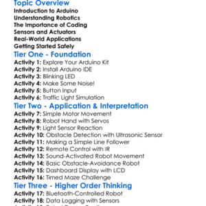 Arduino Robotics Worksheet Activity Booklet