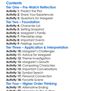 Are You There God Its Me Margaret 2023 Worksheet Activity Booklet