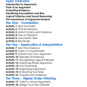 Argument Analysis And Evaluation Worksheet Activity Booklet