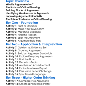 Argumentation And Critical Thinking Worksheet Activity Booklet
