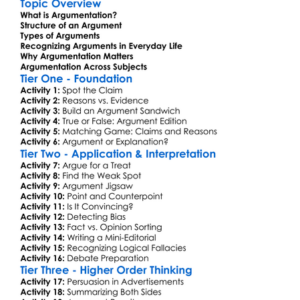 Argumentation In Texts Worksheet Activity Booklet