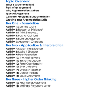 Argumentation Worksheet Activity Booklet