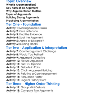 Argumentation Worksheet Activity Booklet