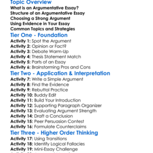 Argumentative Essays Worksheet Activity Booklet