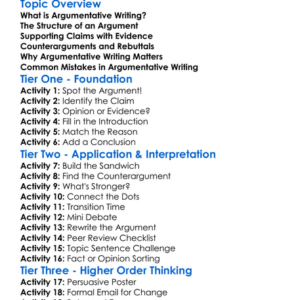 Argumentative Writing Worksheet Activity Booklet