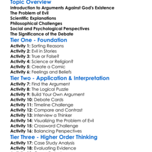 Arguments Against Gods Existence Worksheet Activity Booklet