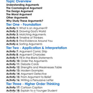 Arguments For Gods Existence Worksheet Activity Booklet