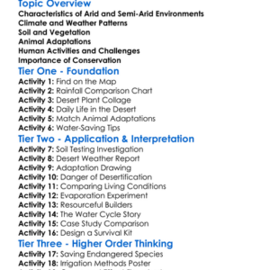 Arid And Semi-Arid Environments Worksheet Activity Booklet