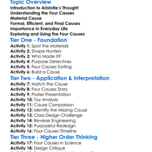 Aristotles Four Causes Worksheet Activity Booklet