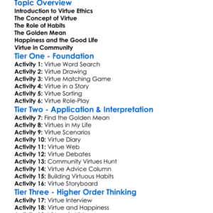 Aristotles Virtue Ethics Worksheet Activity Booklet