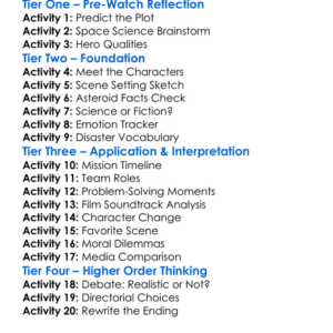 Armageddon 1998 Worksheet Activity Booklet