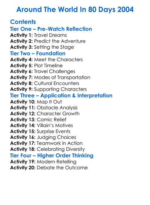 Around The World In 80 Days 2004 Worksheet Activity Booklet