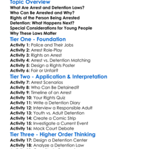 Arrest And Detention Laws Worksheet Activity Booklet