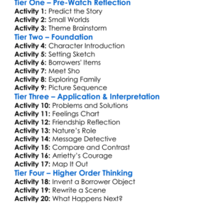 Arrietty Worksheet Activity Booklet