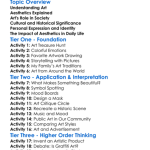 Art And Aesthetics In Society Worksheet Activity Booklet