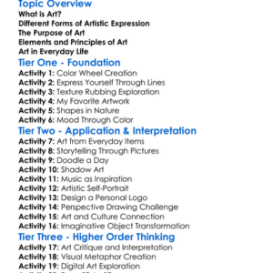 Art And Artistic Expression Worksheet Activity Booklet