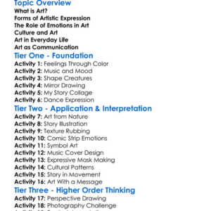 Art And Expression Worksheet Activity Booklet