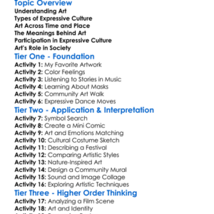 Art And Expressive Culture Worksheet Activity Booklet