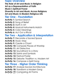Art And Music In Religion Worksheet Activity Booklet