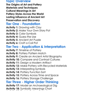 Art And Pottery In Ancient Cultures Worksheet Activity Booklet