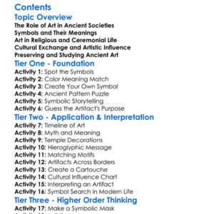 Art And Symbolism In Ancient Cultures Worksheet Activity Booklet