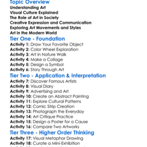 Art And Visual Culture Worksheet Activity Booklet