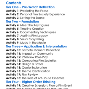 Art-House America Austin Film Society 2023 Worksheet Activity Booklet