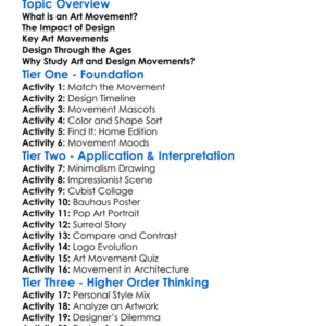 Art Movements And Design History Worksheet Activity Booklet