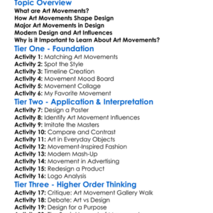 Art Movements Impacting Design Worksheet Activity Booklet