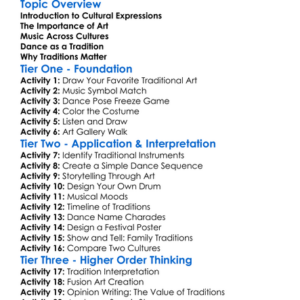 Art Music And Dance Traditions Worksheet Activity Booklet