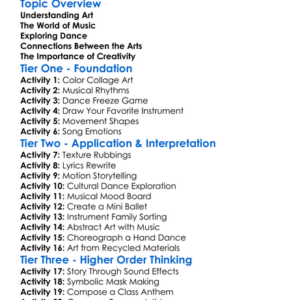 Art Music And Dance Worksheet Activity Booklet