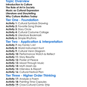 Art Music And Literature In Culture Worksheet Activity Booklet