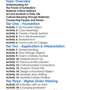 Art Symbolism And Material Culture Worksheet Activity Booklet