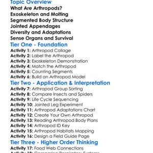 Arthropod Characteristics Worksheet Activity Booklet