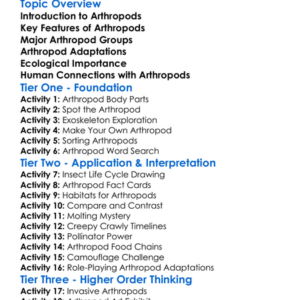 Arthropod Diversity Worksheet Activity Booklet