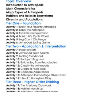 Arthropods And Their Diversity Worksheet Activity Booklet