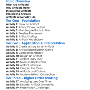 Artifacts And Their Significance Worksheet Activity Booklet