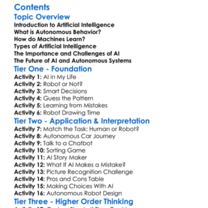 Artificial Intelligence And Autonomous Behavior Worksheet Activity Booklet