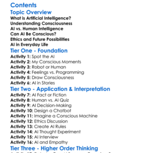 Artificial Intelligence And Consciousness Worksheet Activity Booklet