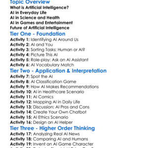 Artificial Intelligence Applications Worksheet Activity Booklet